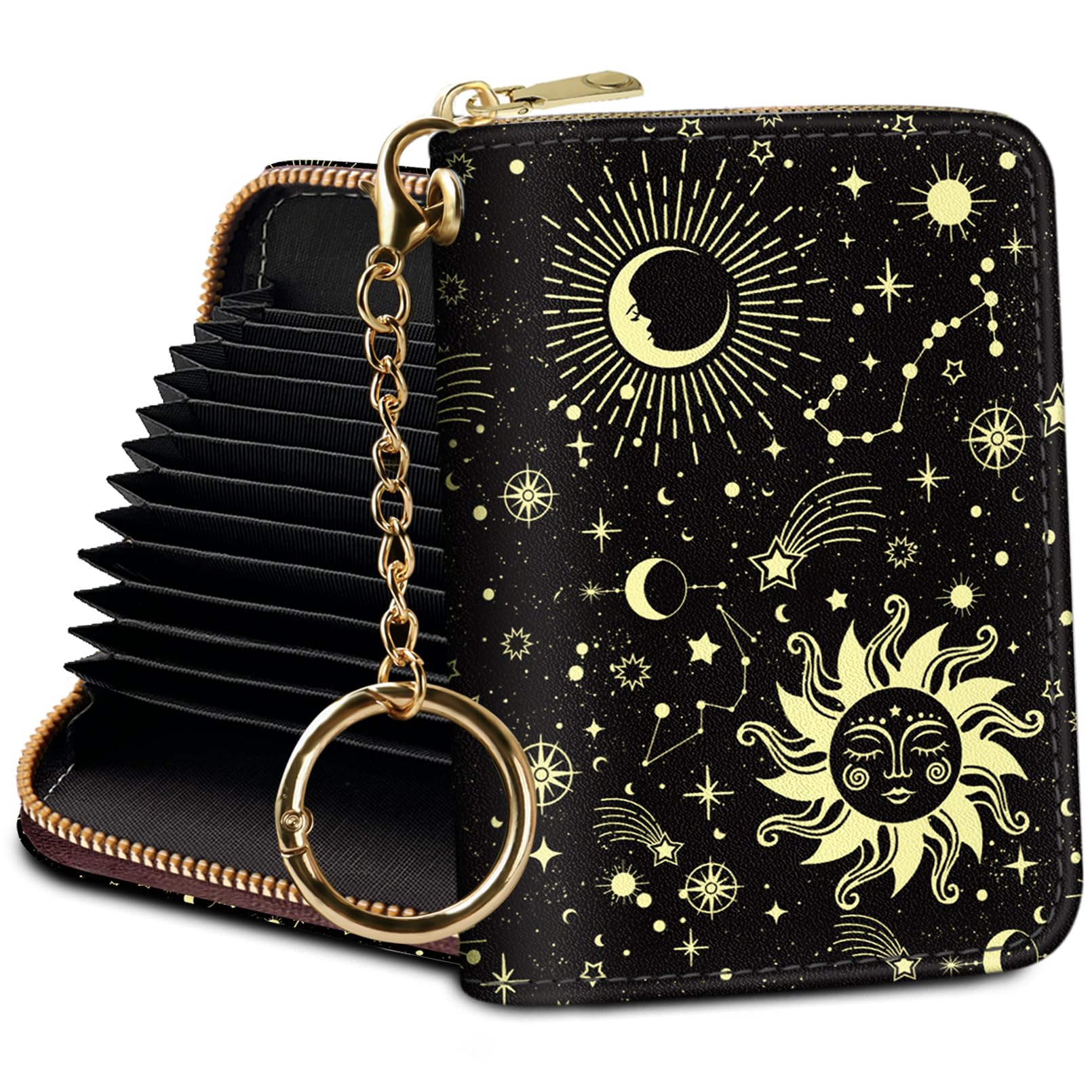 PALAY® Credit Card Holder RFID Wallet, Small Card Holder Wallets for Women with Keychain Zipper, Funny Leather Print Accordion Gift PALAY® Credit Card Holder RFID Wallet, Small Card Holder Wallets for Women with Keychain Zipper, Funny Leather Print Accordion Gift